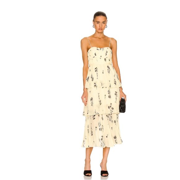 Self-Portrait Dresses & Skirts - SELF-PORTRAIT Floral Silhouette Tiered Midi Dress